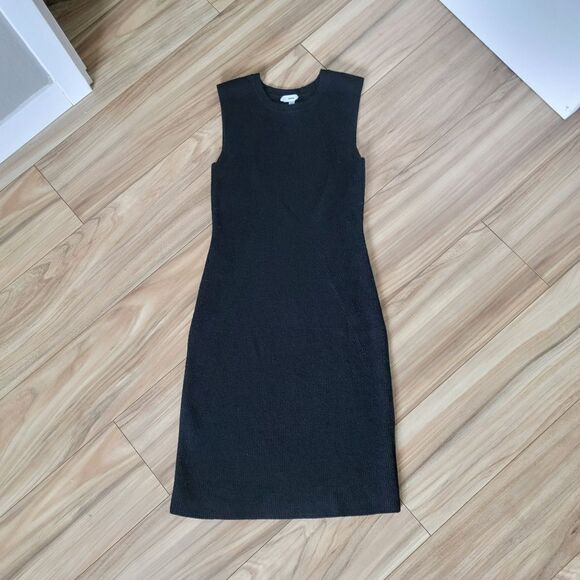 Vince Plaited Rib Knit Sleeveless Shift Dress in Black - Picture 3 of 13